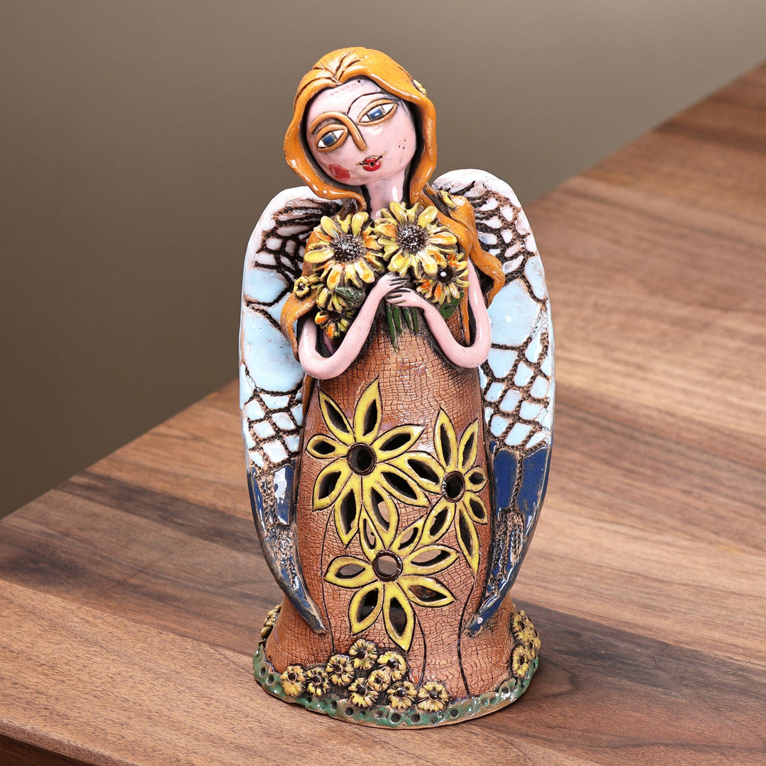 Large Spring Angels Handcrafted Whimsical Floral Angel Ceramic Sculpture - Angelic Spring ...