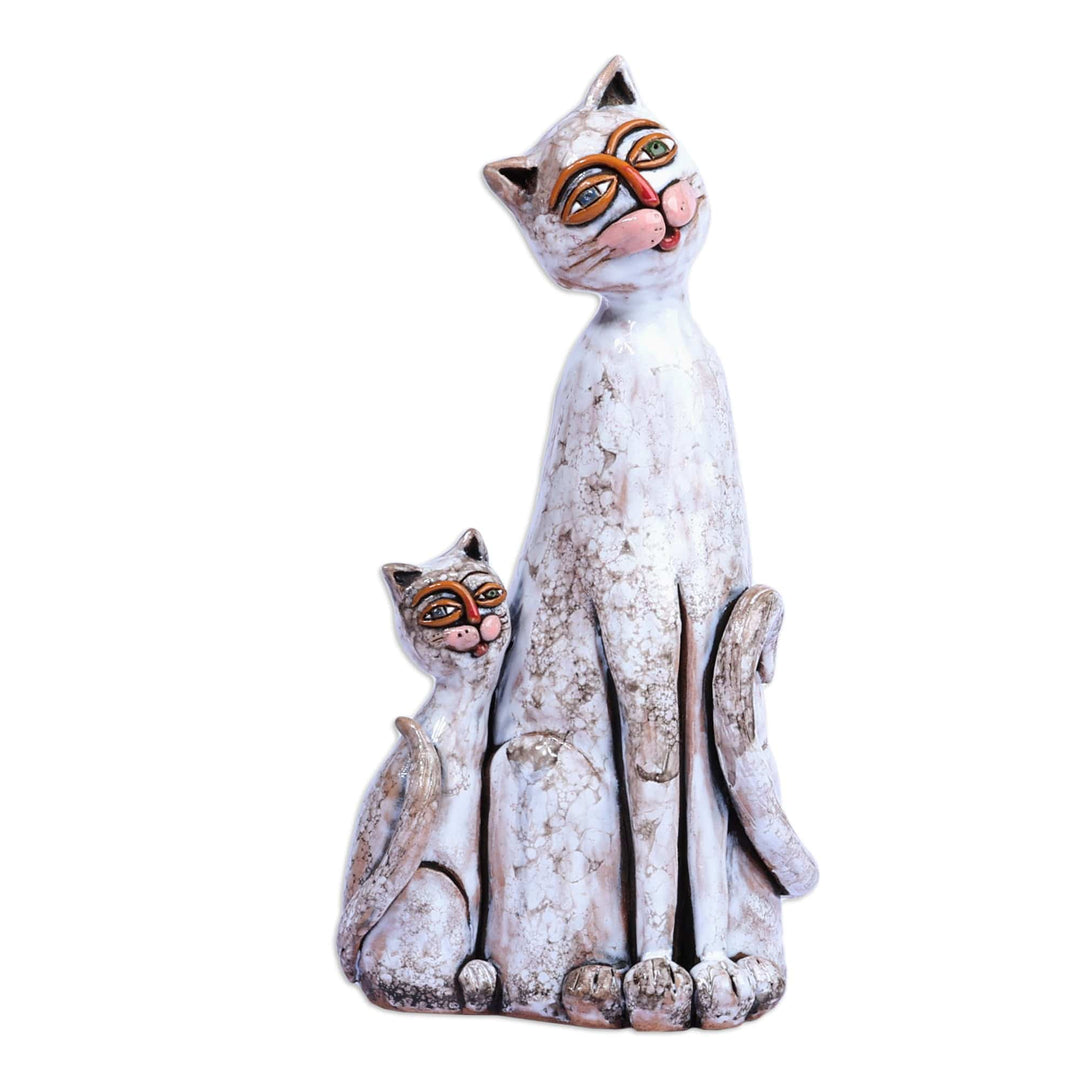 Cat-Themed Painted Ceramic Sculpture Crafted in Armenia - My Feline Heroine