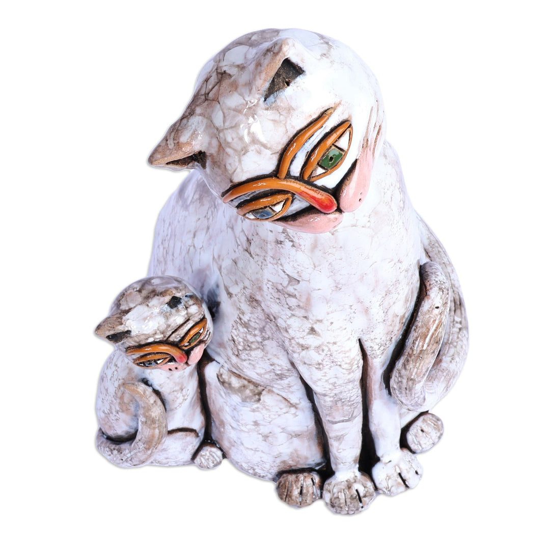 Cat-Themed Painted Ceramic Sculpture Crafted in Armenia - My Feline Heroine