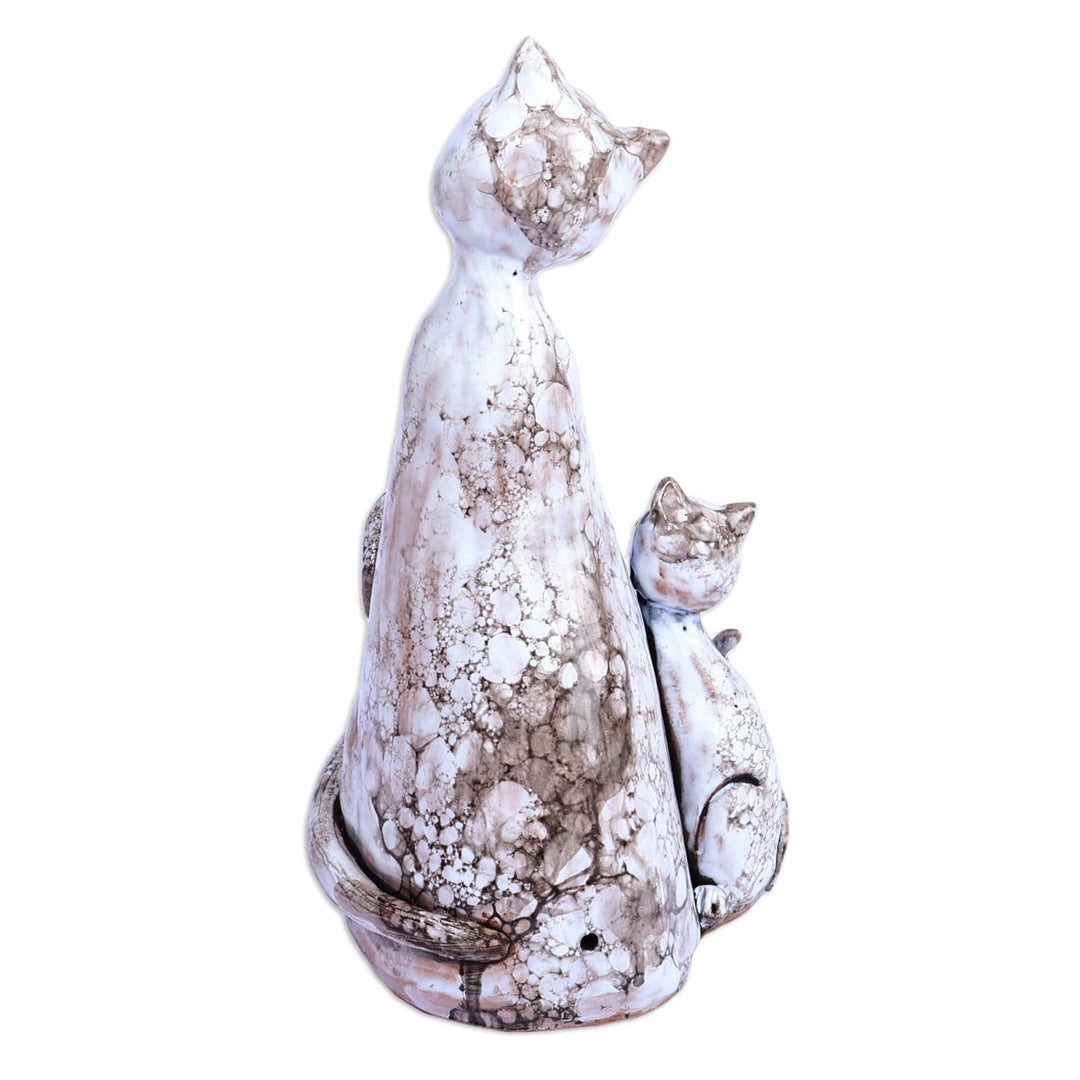 Cat-Themed Painted Ceramic Sculpture Crafted in Armenia - My Feline Heroine