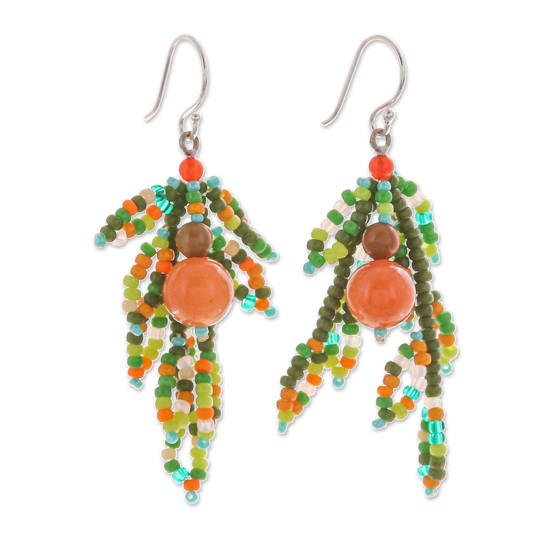 Dangle Earrings with Multi-Gemstone Beads from Thailand - Chic Spirit