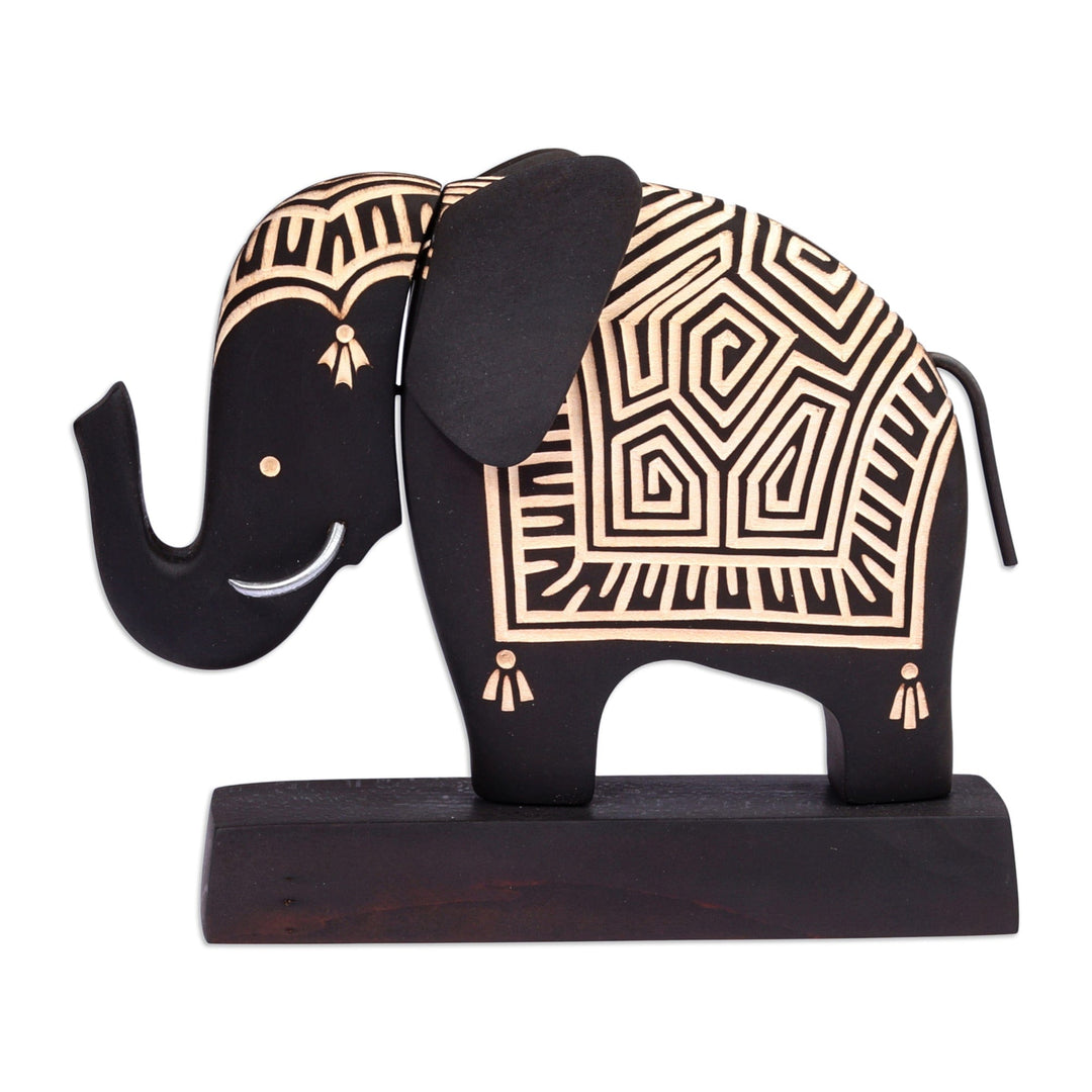 Geometric and Minimalist Black Wood Elephant Sculpture - Shadow Giant