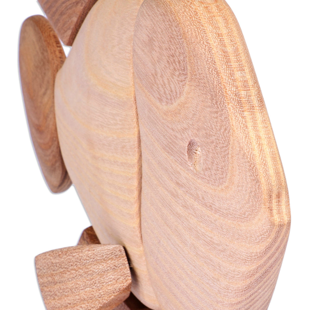 Hand-Carved Fish-Themed Linden Wood Sculpture in Natural Hue - Natural Fish