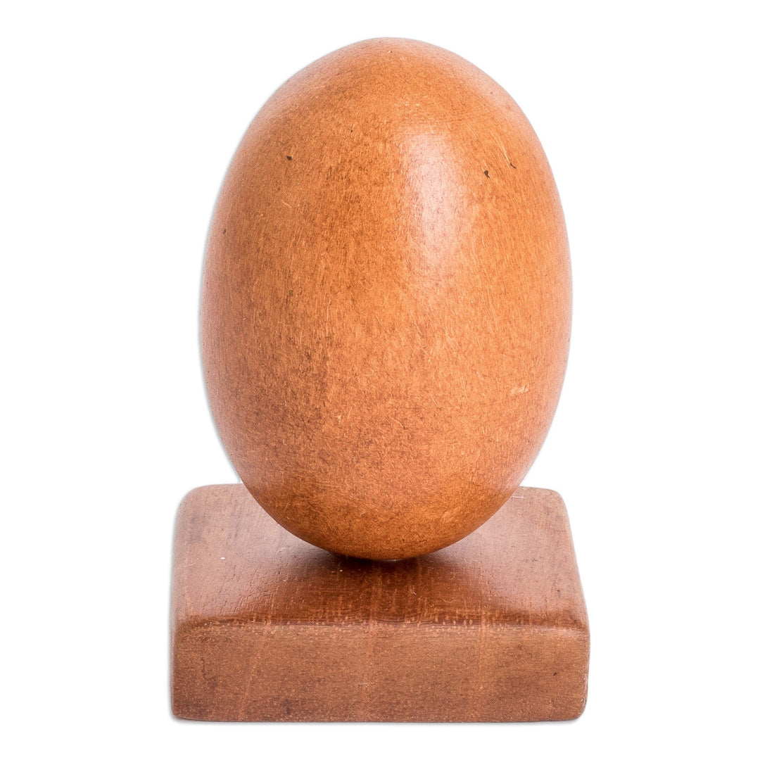 Hand-Painted Egg-Shaped Atitlan Lake Wood Decorative Accent - Atitlan Lake