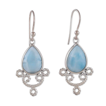 Sterling Silver Dangle Earrings with Larimar Stones - Heavenly Princess