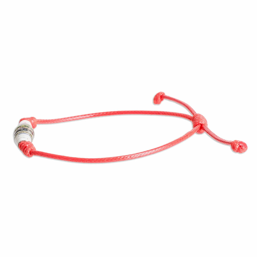 Red Recycled Paper Pendant Bracelet with Adjustable Cord - Earth's Riches in Red