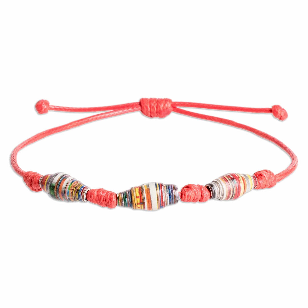 Eco-Friendly Recycled Paper Beaded Bracelet in Red - Fire Energy