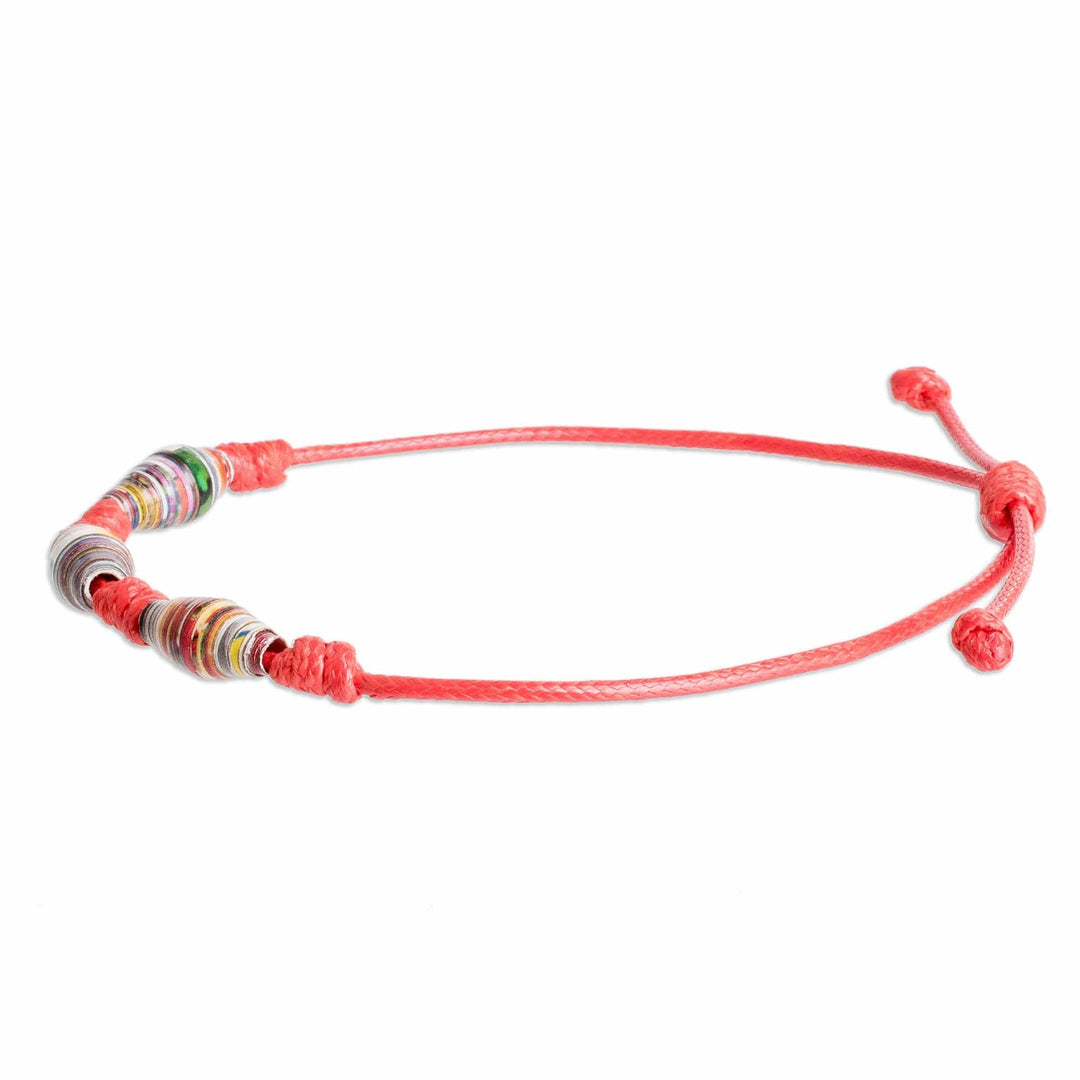Eco-Friendly Recycled Paper Beaded Bracelet in Red - Fire Energy