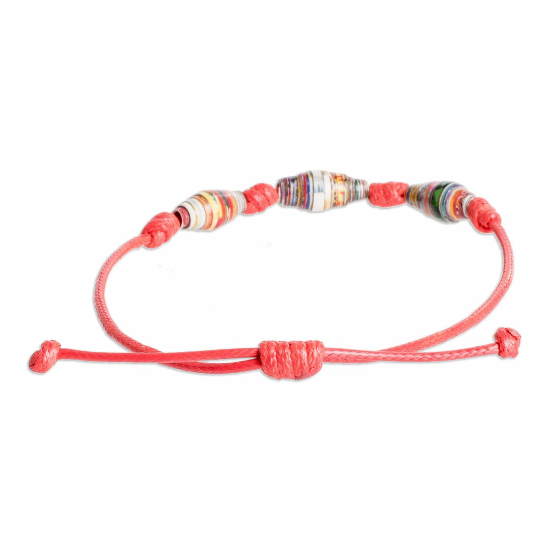 Eco-Friendly Recycled Paper Beaded Bracelet in Red - Fire Energy