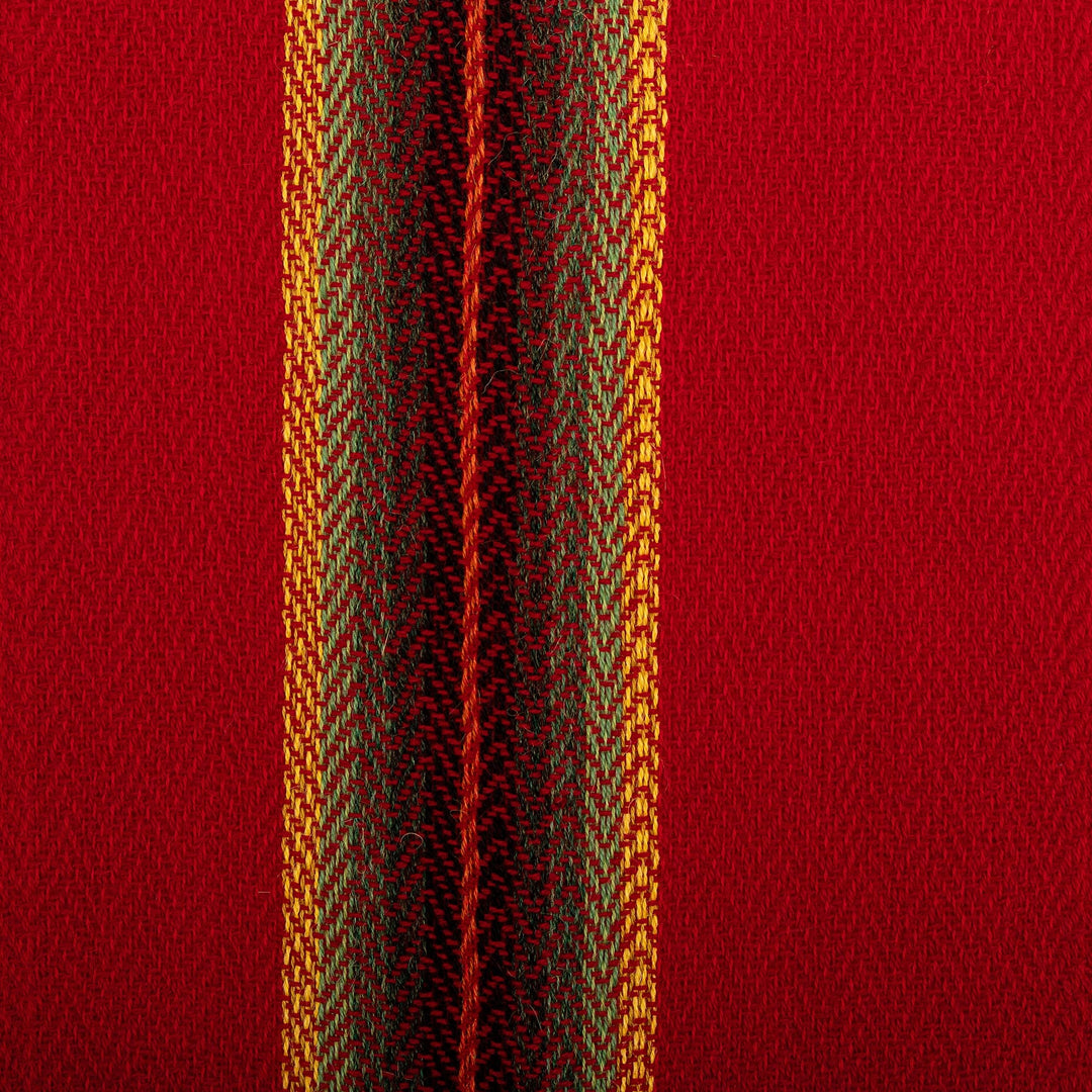 Hand-Woven 100% Alpaca Scarf in Red Orange Yellow & Green - Pomegranate