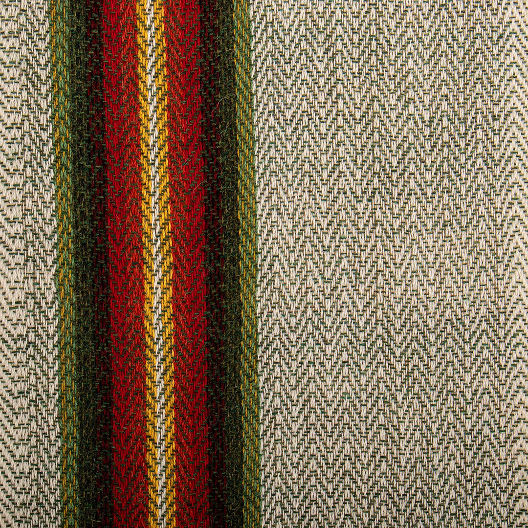 Hand-Woven 100% Alpaca Scarf with Red Green & Yellow Stripes - Cherries