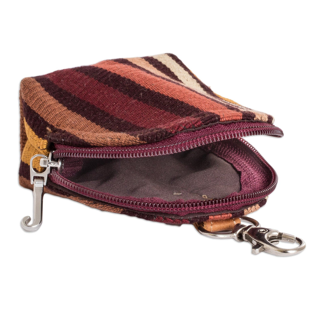 Striped Cotton Keychain Coin Purse Hand-Woven in Guatemala - Fertile Land