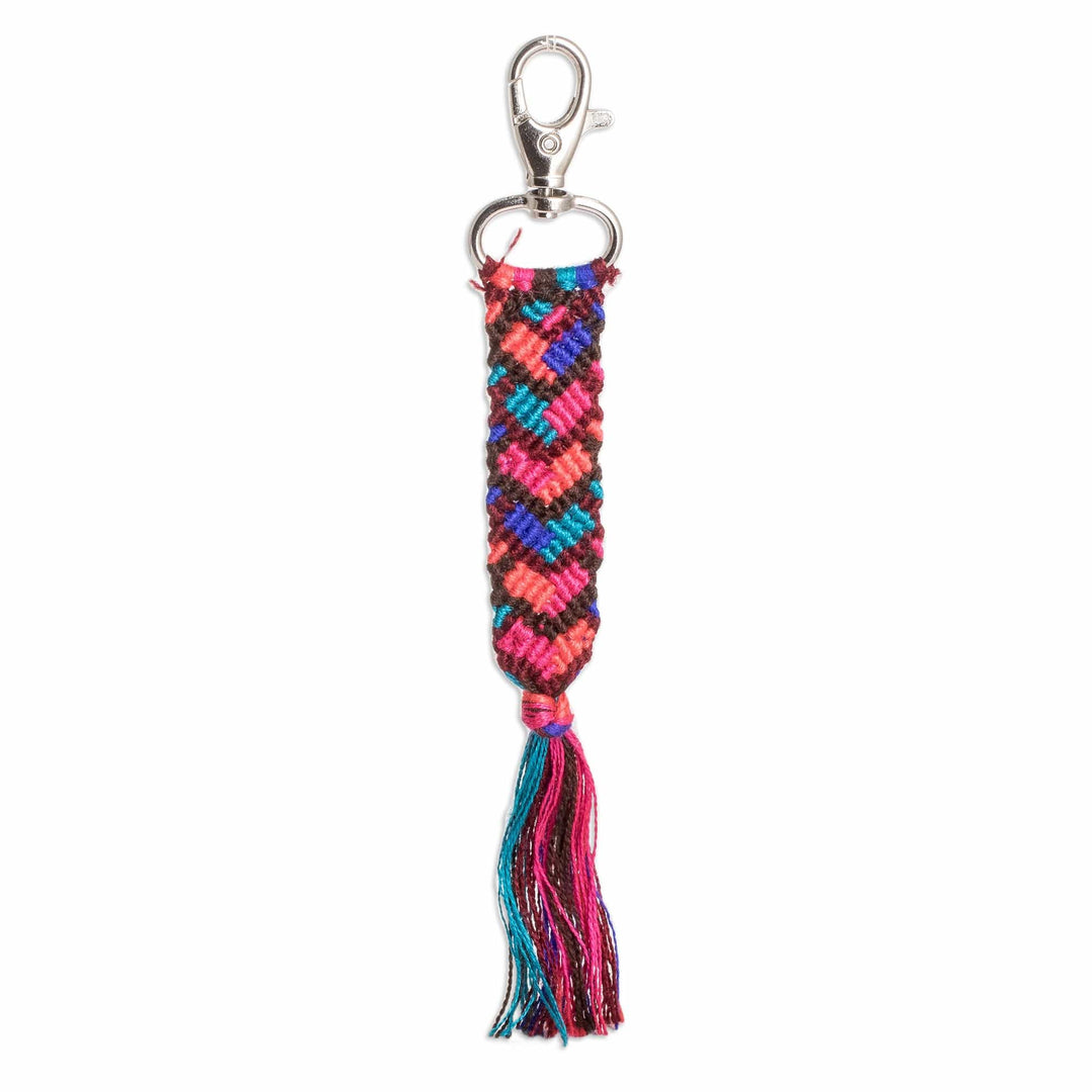 Colorful Macrame Keychain and Bag Charm with Tassel - Multicolor of Love