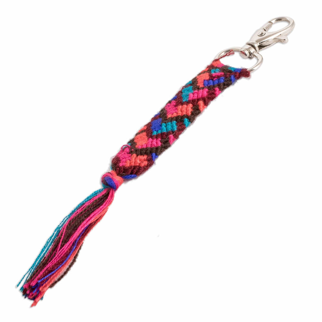 Colorful Macrame Keychain and Bag Charm with Tassel - Multicolor of Love