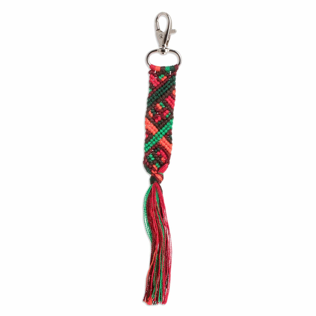 Macrame Keychain & Bag Charm with Nickel Hook and Ring - Multicolor of Tradition