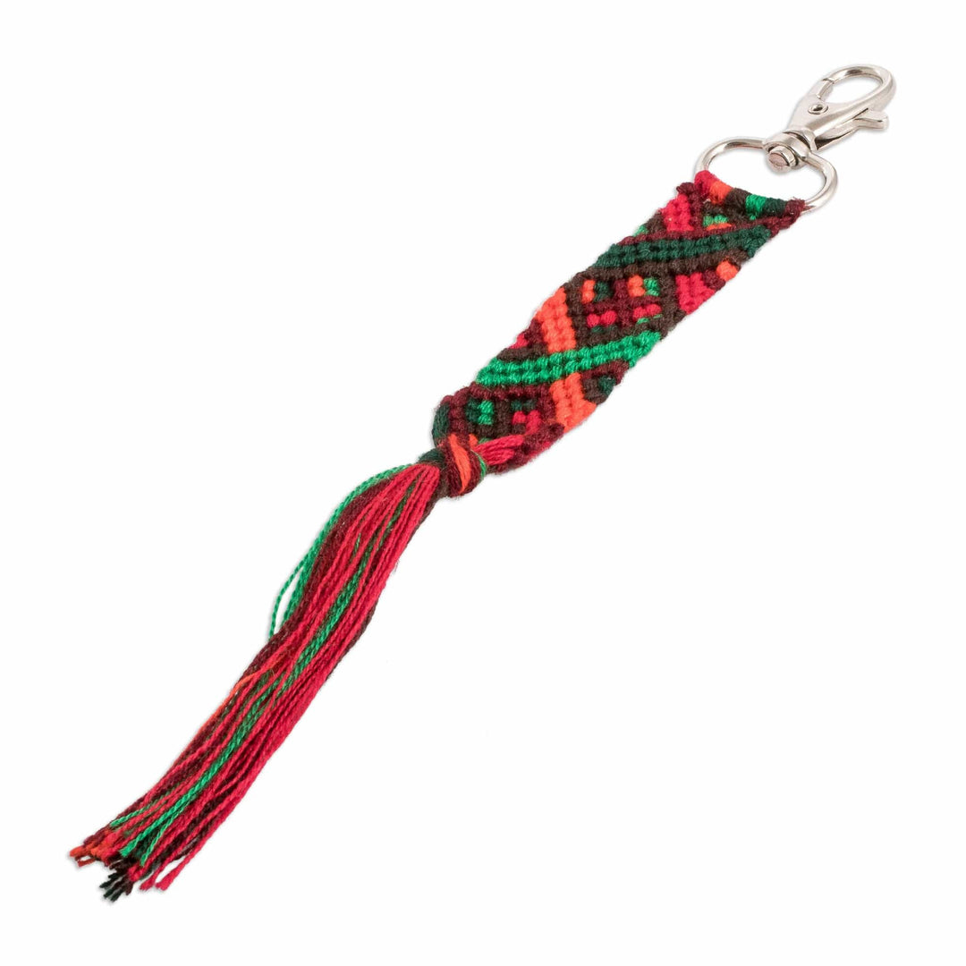 Macrame Keychain & Bag Charm with Nickel Hook and Ring - Multicolor of Tradition