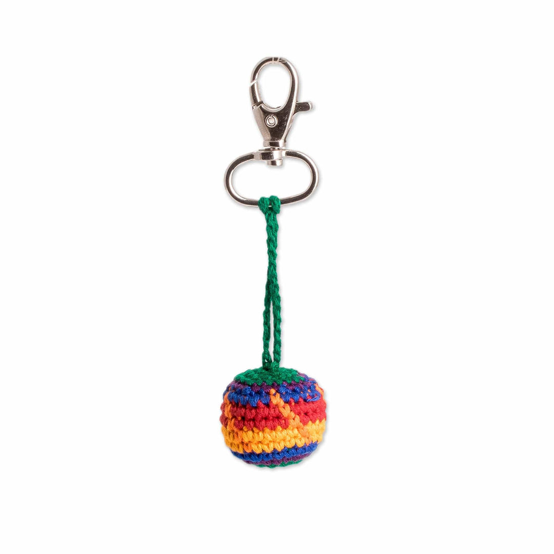 Colorful Crocheted Cotton Hacky Sack Keychain and Bag Charm - Colorful Play