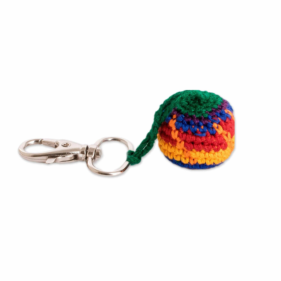 Colorful Crocheted Cotton Hacky Sack Keychain and Bag Charm - Colorful Play