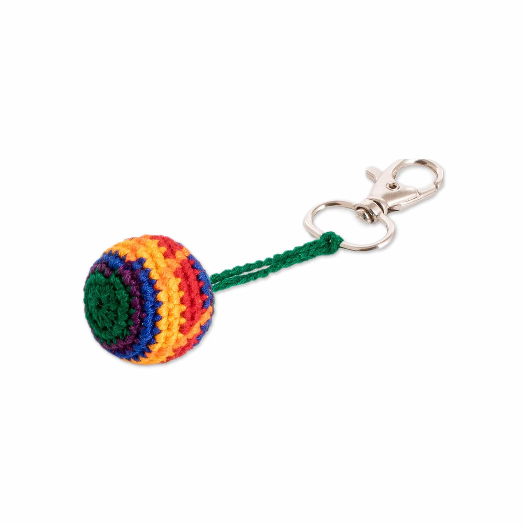 Colorful Crocheted Cotton Hacky Sack Keychain and Bag Charm - Colorful Play