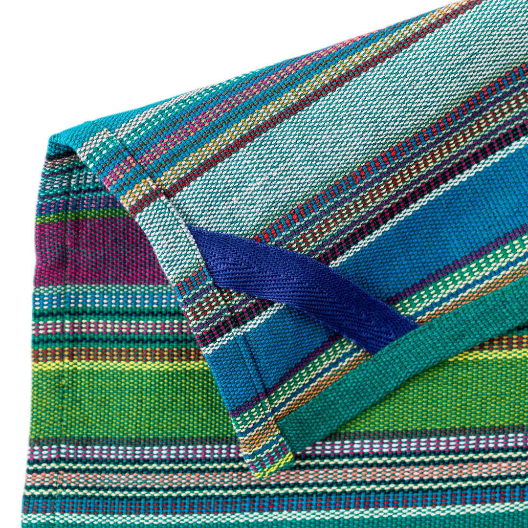Handloomed Cotton Striped Napkin in Blue and Green Hues - Delicious Views