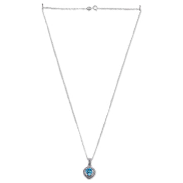 Heart-Shaped Faceted Two-Carat Blue Topaz Pendant Necklace - Iridescent Heart