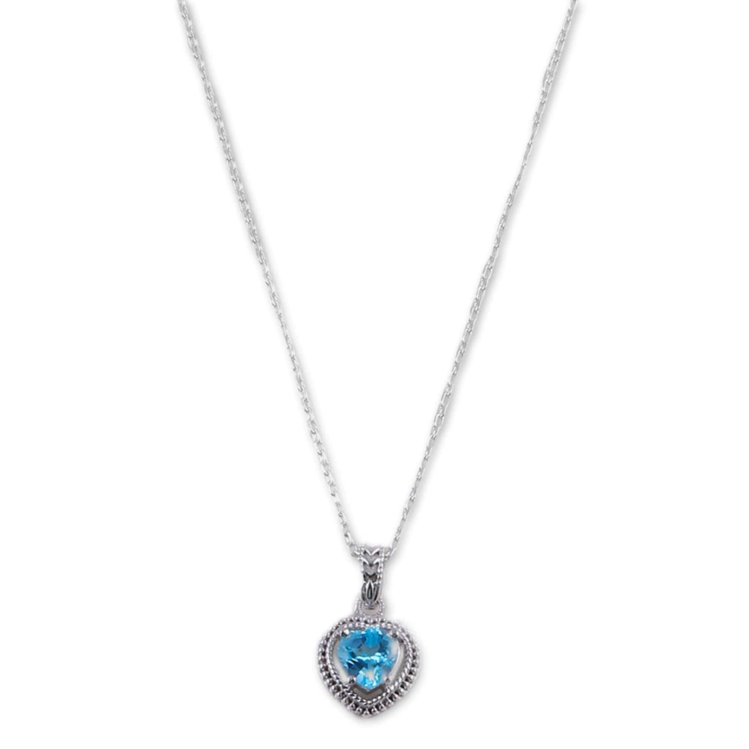 Heart-Shaped Faceted Two-Carat Blue Topaz Pendant Necklace - Iridescent Heart