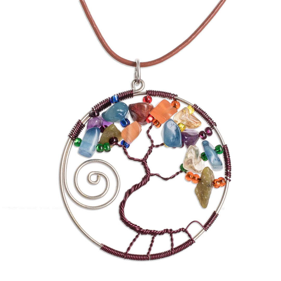 Nature-Themed Brown Multi-Gemstone Pendant Necklace - Love Your Nature