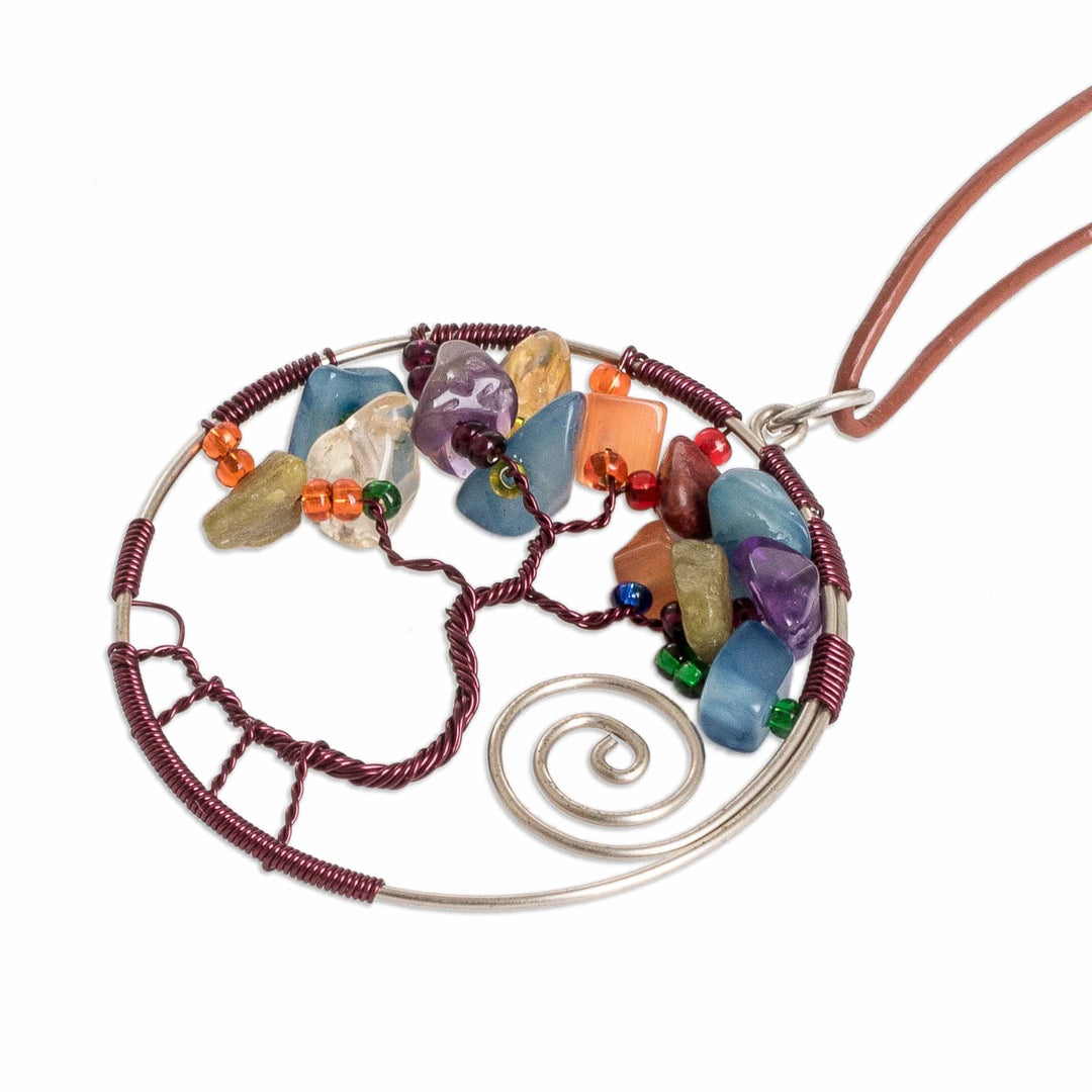 Nature-Themed Brown Multi-Gemstone Pendant Necklace - Love Your Nature