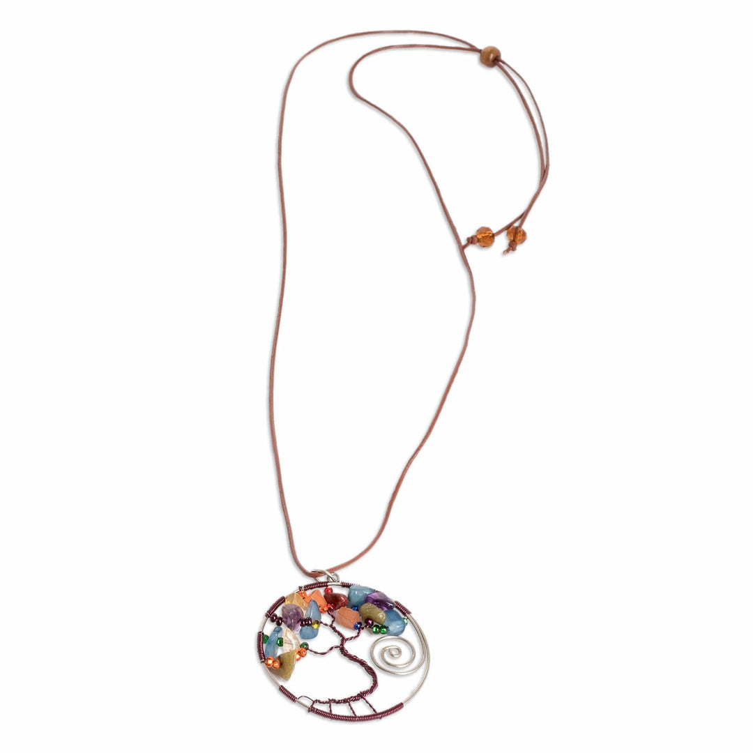Nature-Themed Brown Multi-Gemstone Pendant Necklace - Love Your Nature