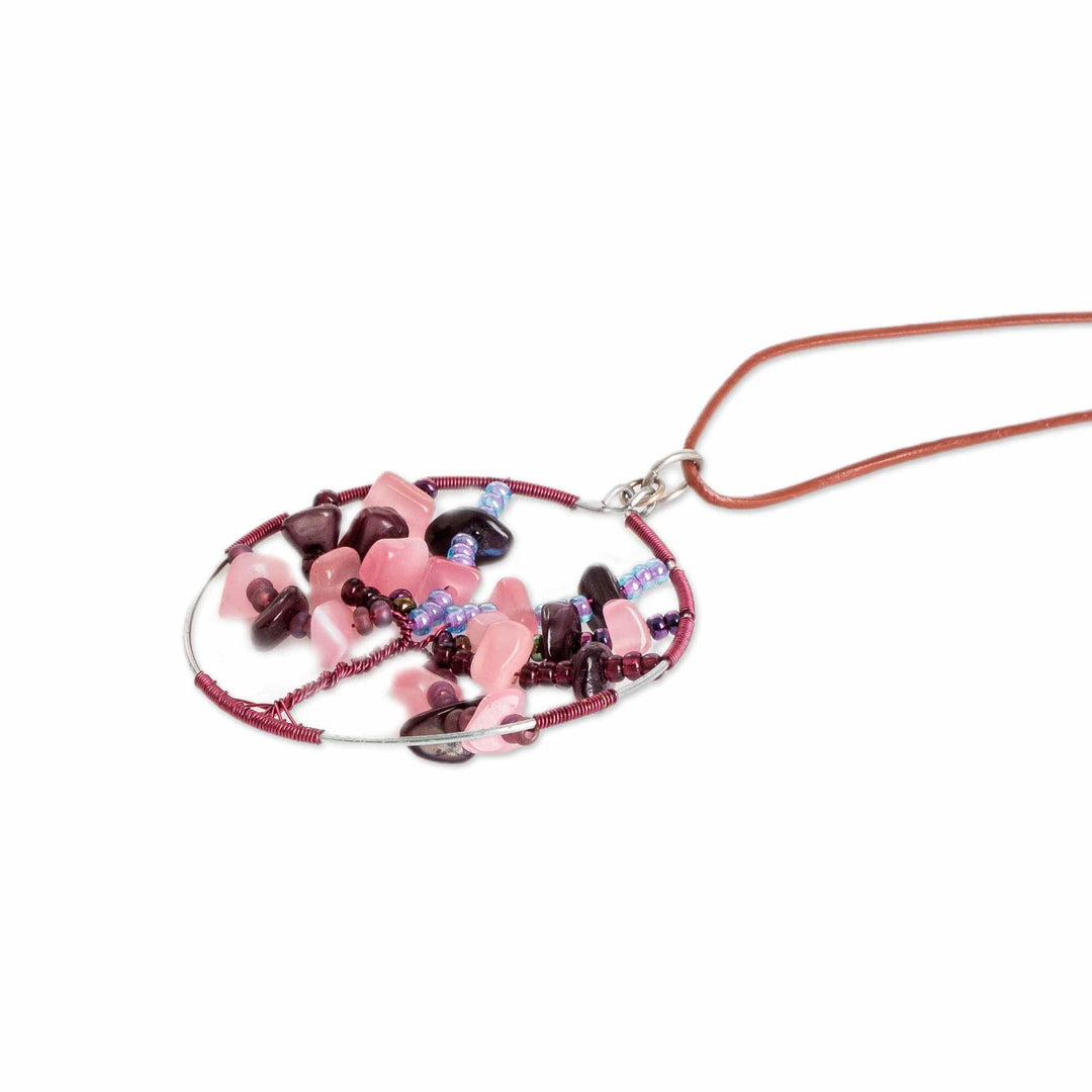 Rose Quartz and Garnet Beaded Tree of Life Pendant Necklace - Mighty Tree