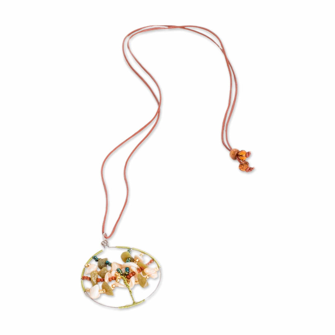 Handmade Jasper & Jade Beaded Tree of Life Pendant Necklace - Splendid Tree
