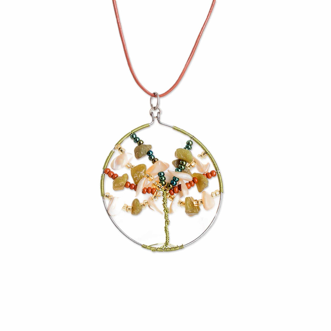 Handmade Jasper & Jade Beaded Tree of Life Pendant Necklace - Splendid Tree