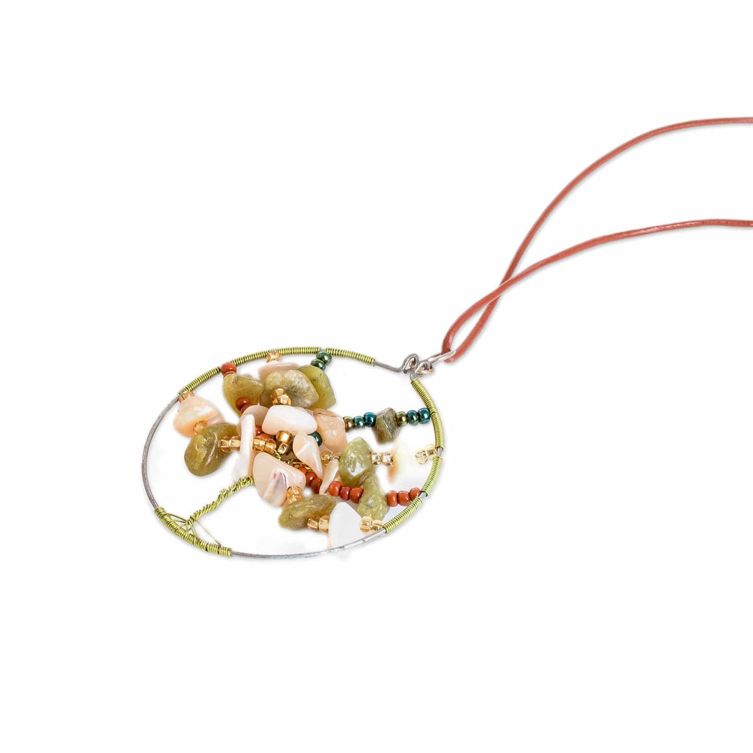 Handmade Jasper & Jade Beaded Tree of Life Pendant Necklace - Splendid Tree