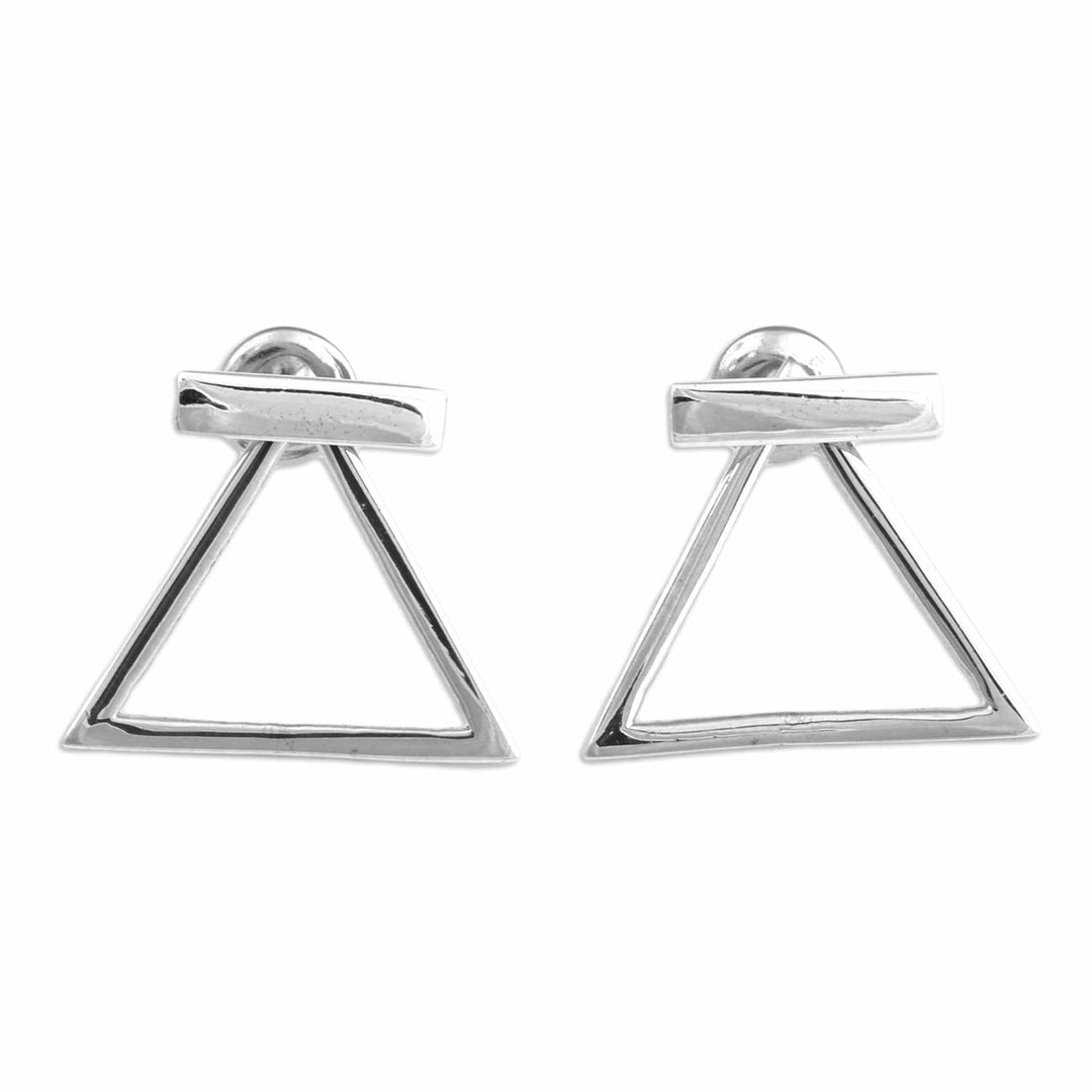 Geometric Minimalist Sterling Silver Button Earrings - Heavenly Ararat