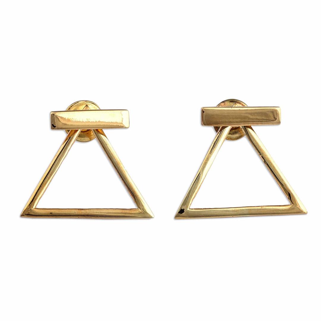 Minimalist Gold-Plated Sterling Silver Button Earrings - Divine Ararat