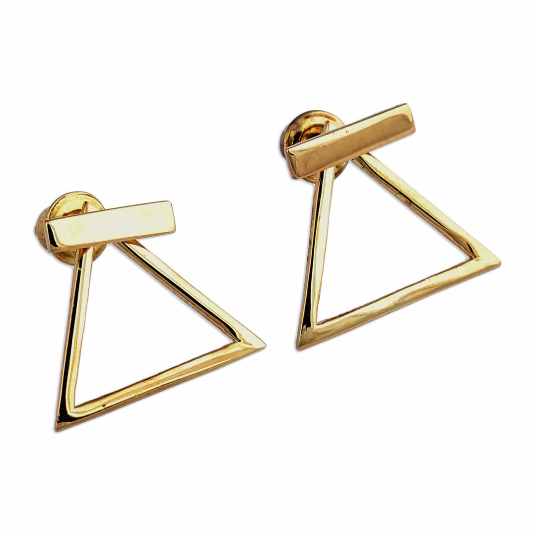 Minimalist Gold-Plated Sterling Silver Button Earrings - Divine Ararat