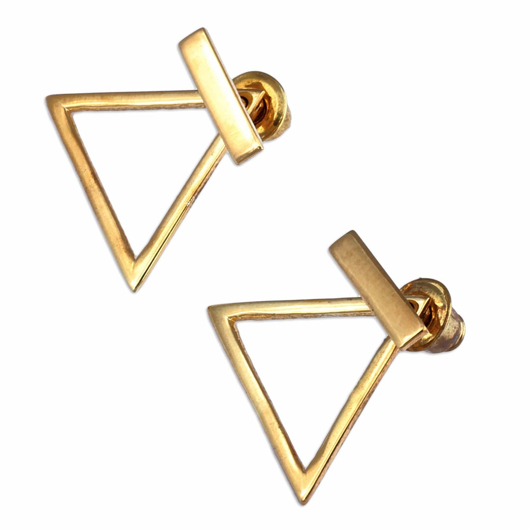 Minimalist Gold-Plated Sterling Silver Button Earrings - Divine Ararat