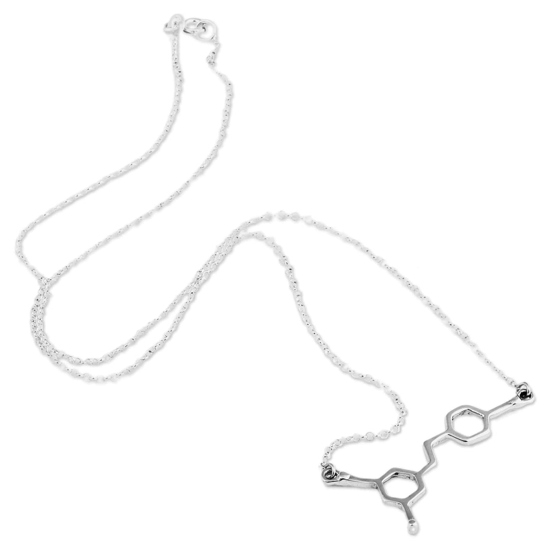 Geometric Wine Molecule Sterling Silver Pendant Necklace - Distinguished Molecule