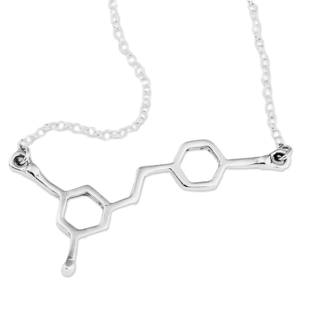 Geometric Wine Molecule Sterling Silver Pendant Necklace - Distinguished Molecule