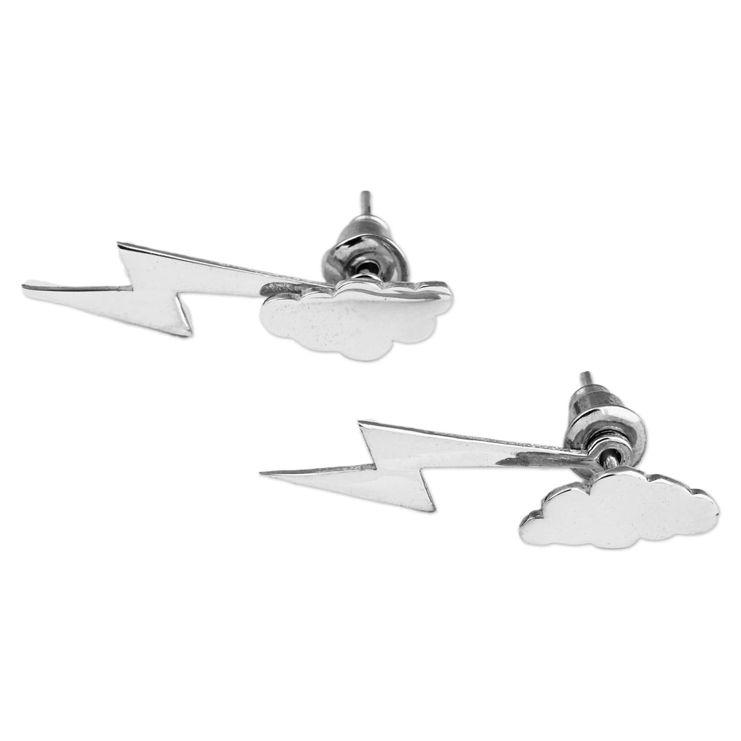 Nature-Themed Bolt Sterling Silver Ear Jacket Earrings - Style Thunder