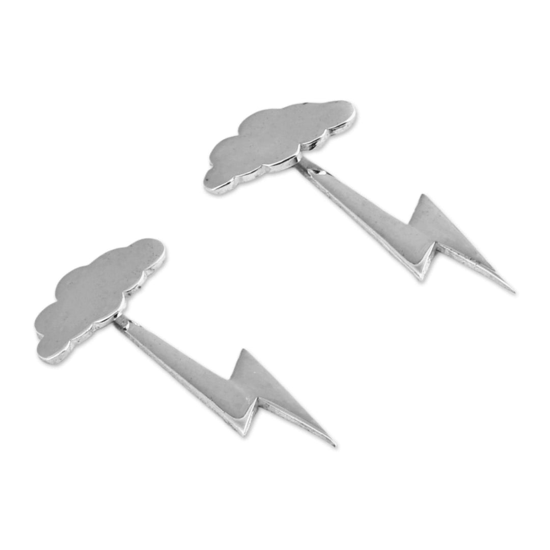 Nature-Themed Bolt Sterling Silver Ear Jacket Earrings - Style Thunder