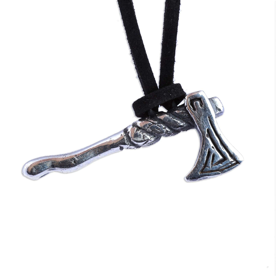 Men's Axe-Shaped Sterling Silver Pendant Necklace - Axe