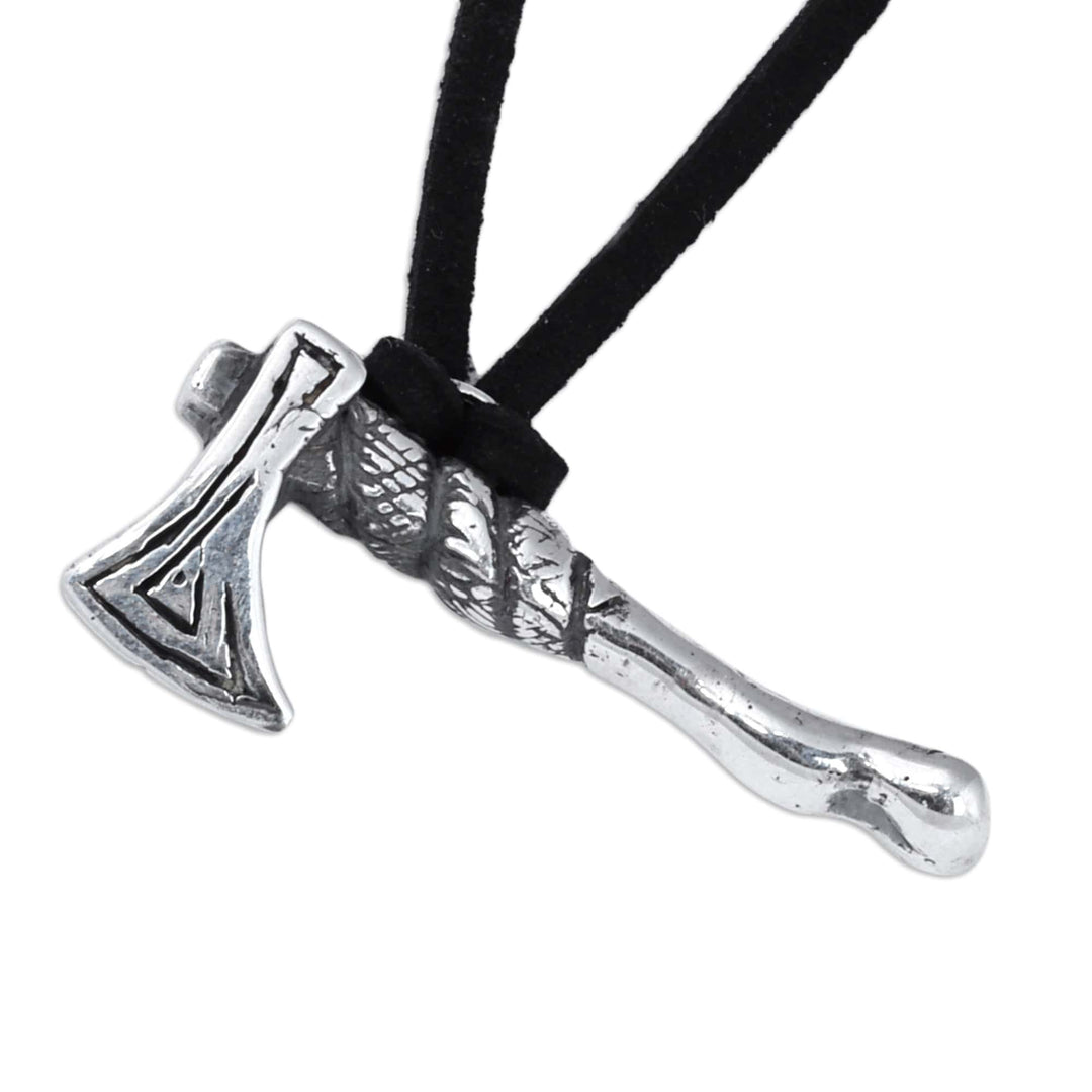 Men's Axe-Shaped Sterling Silver Pendant Necklace - Axe