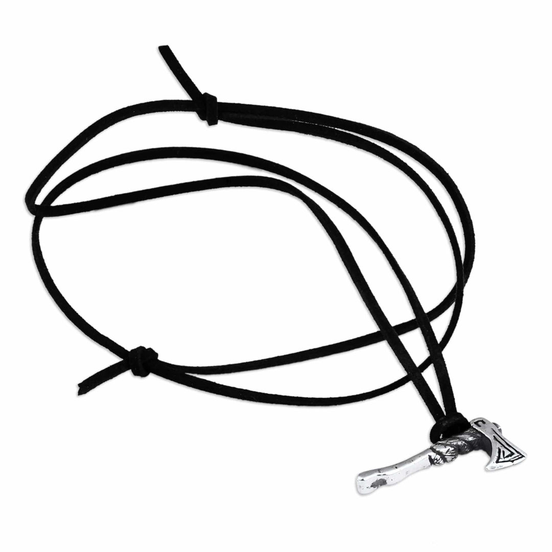 Men's Axe-Shaped Sterling Silver Pendant Necklace - Axe