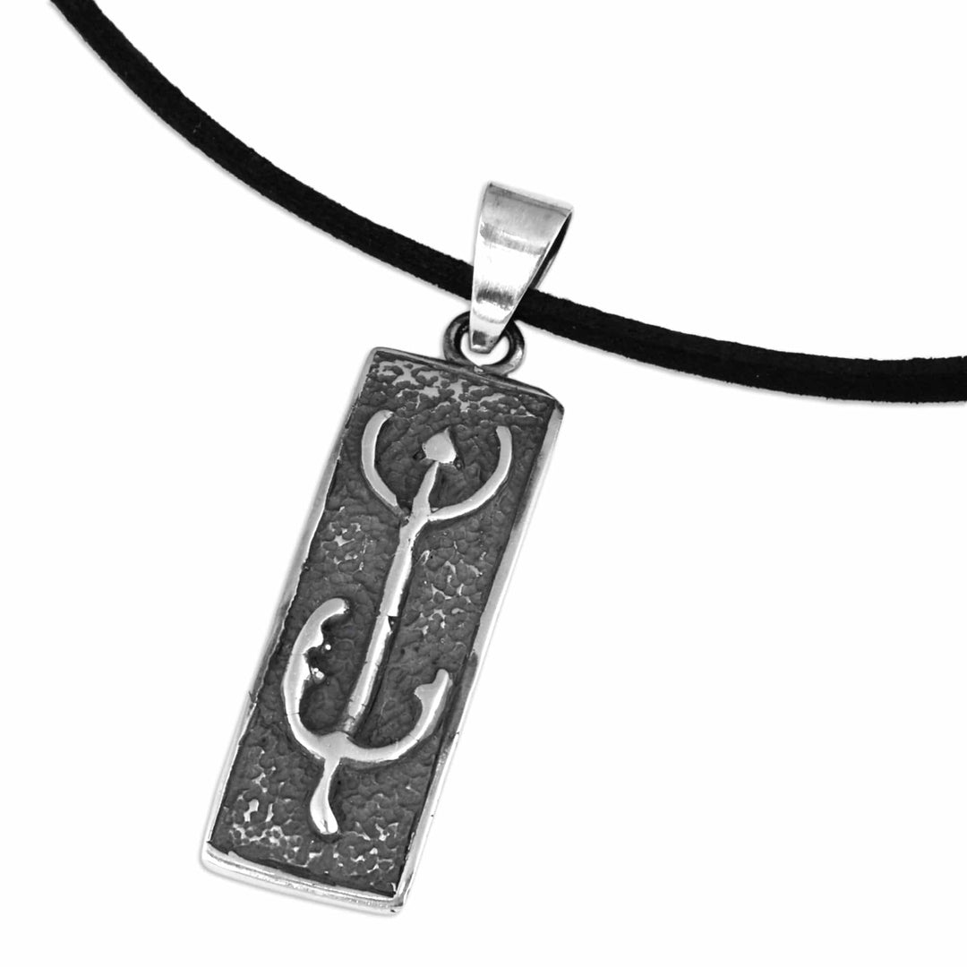 Men's Bull Petroglyph Sterling Silver Pendant Necklace - Signs of Courage