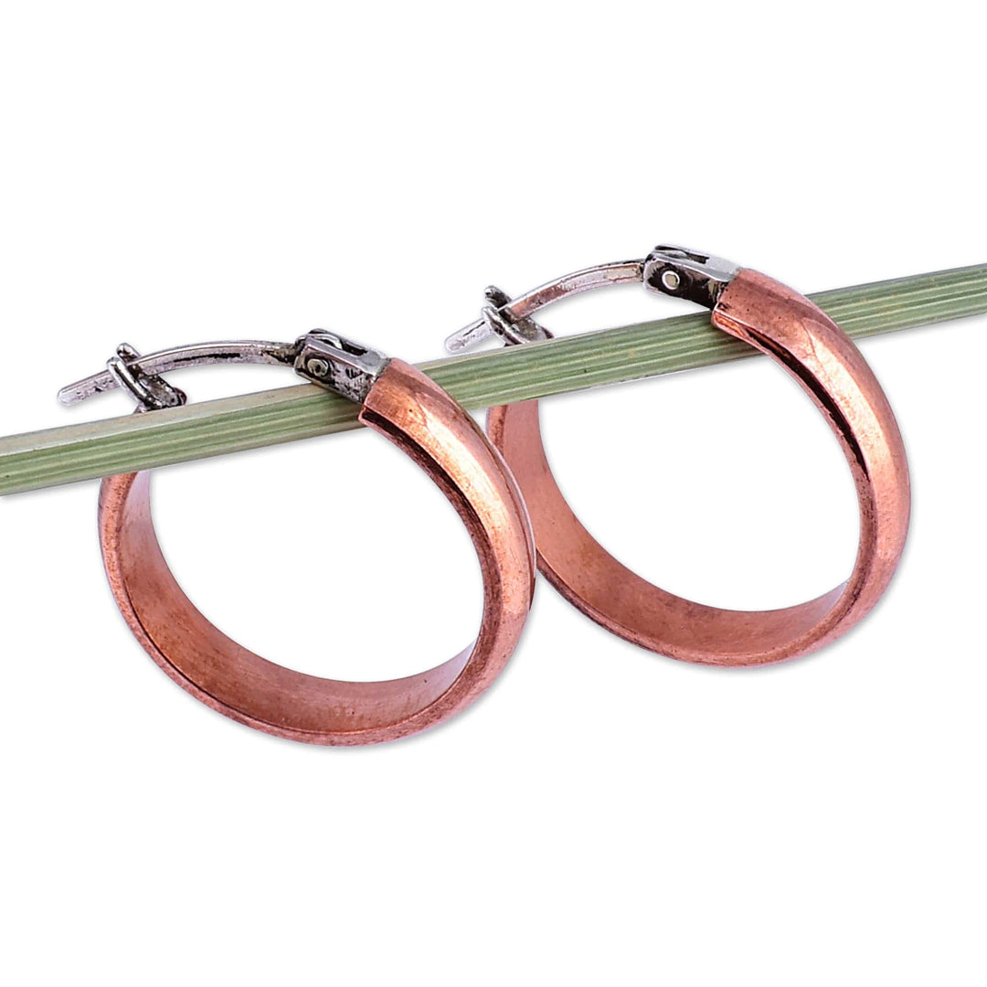 Copper Hoop Earrings with Polished Finish from Armenia - Polished Elegance