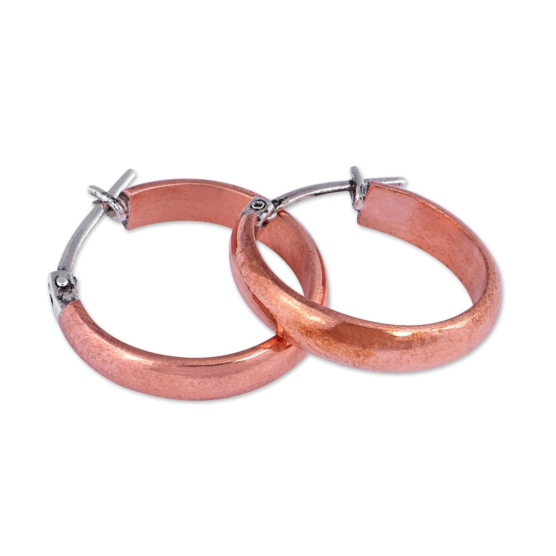 Copper Hoop Earrings with Polished Finish from Armenia - Polished Elegance