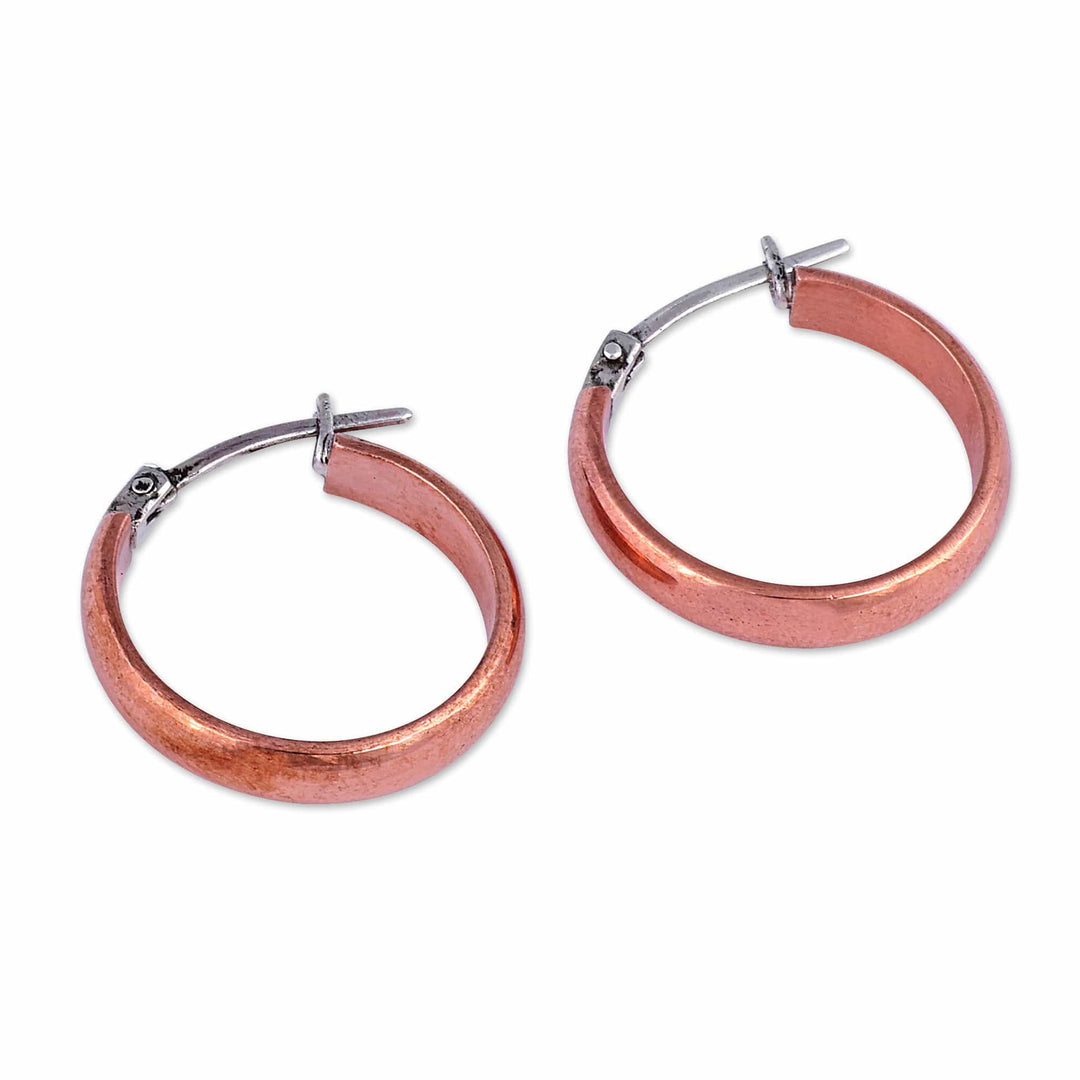 Copper Hoop Earrings with Polished Finish from Armenia - Polished Elegance