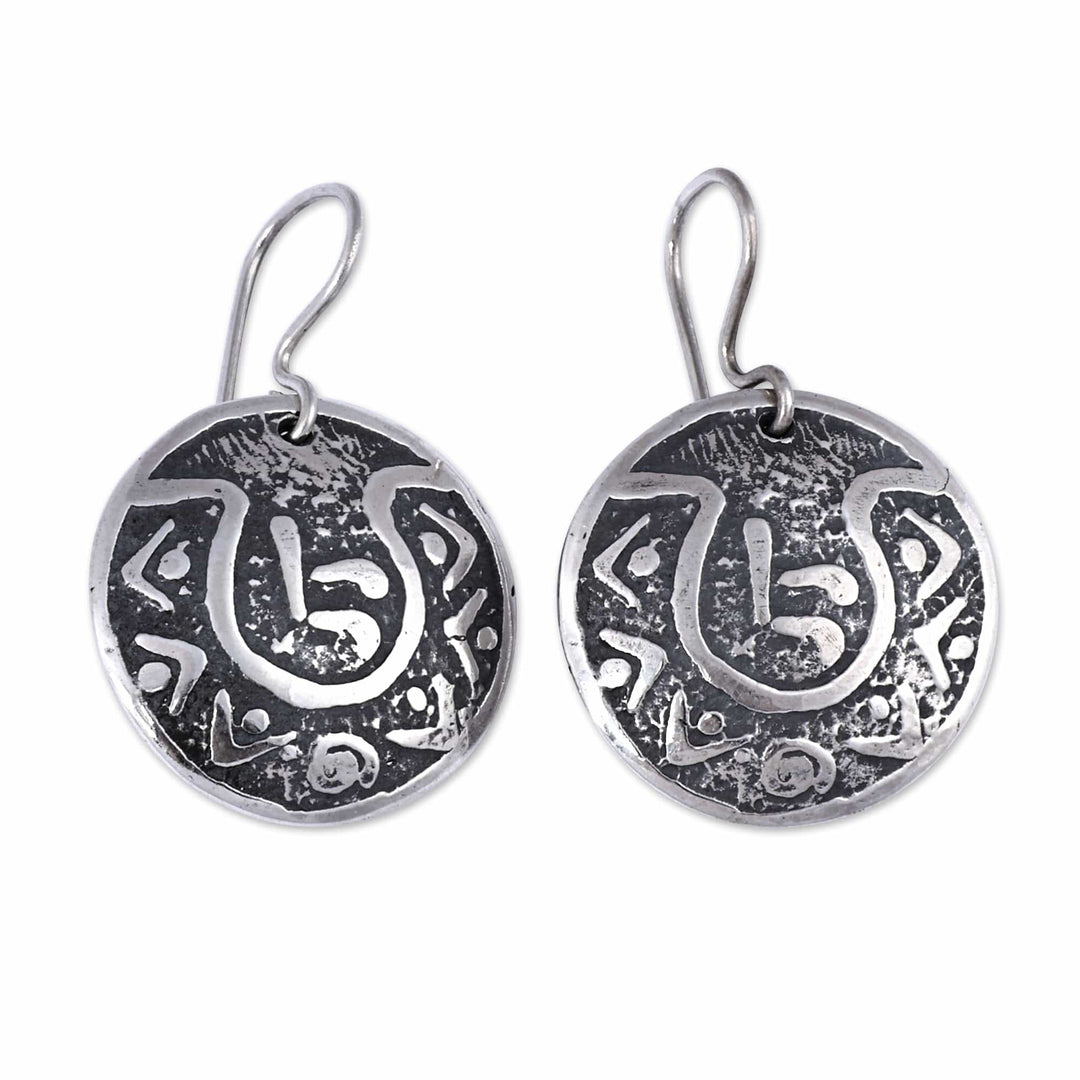 Antique Sterling Silver Dangle Earrings with Armenian Motifs - Tradition and Heritage