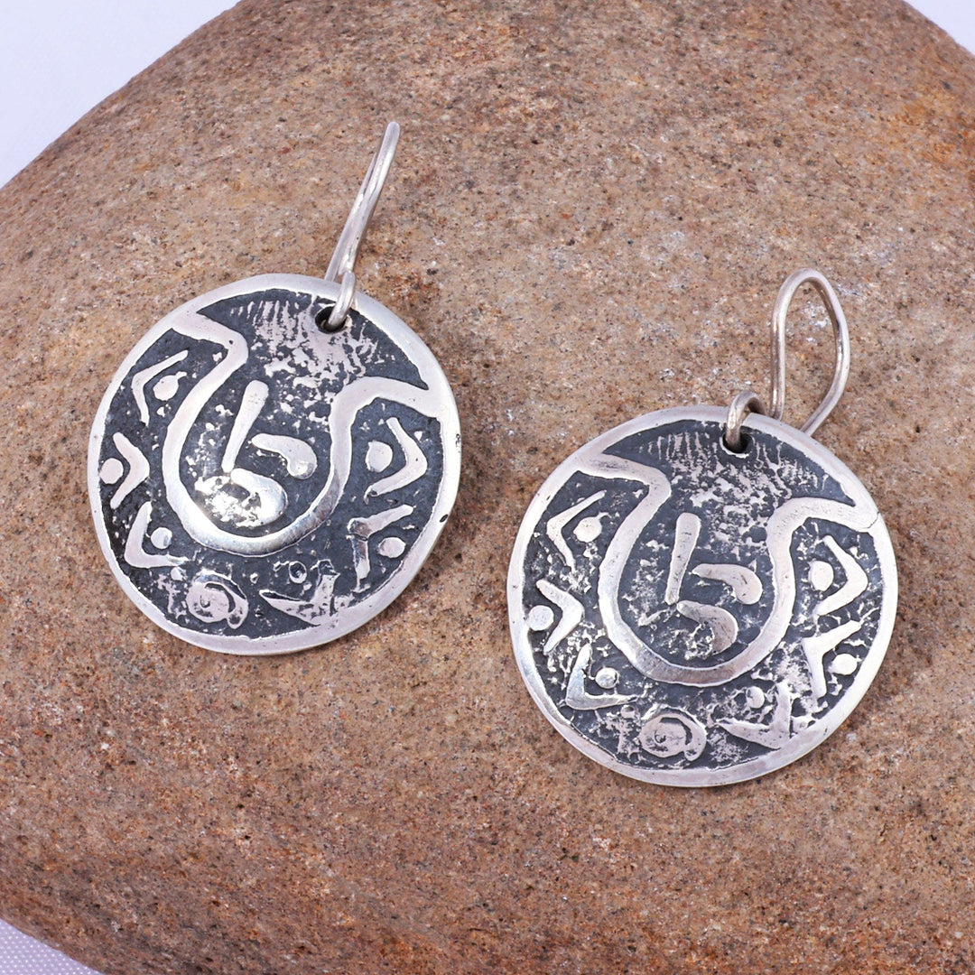 Antique Sterling Silver Dangle Earrings with Armenian Motifs - Tradition and Heritage